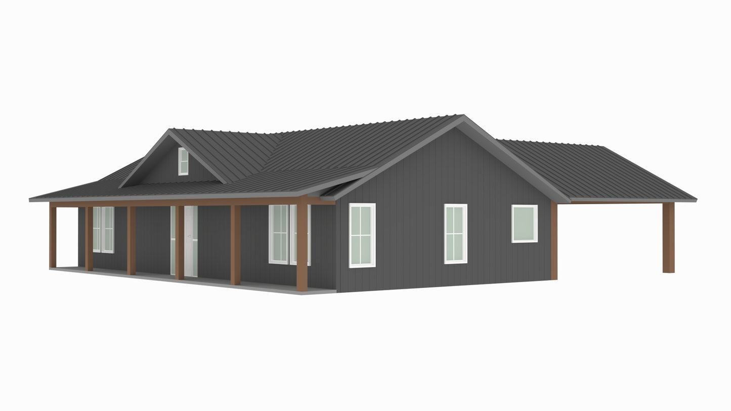 BCO-40067-W West Barndominium House Plan