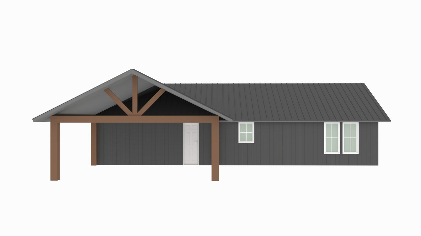 BCO-40067-W West Barndominium House Plan