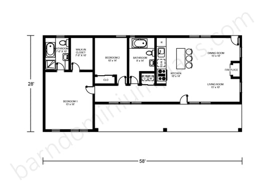 BCO-40068 Barndominium House Plan