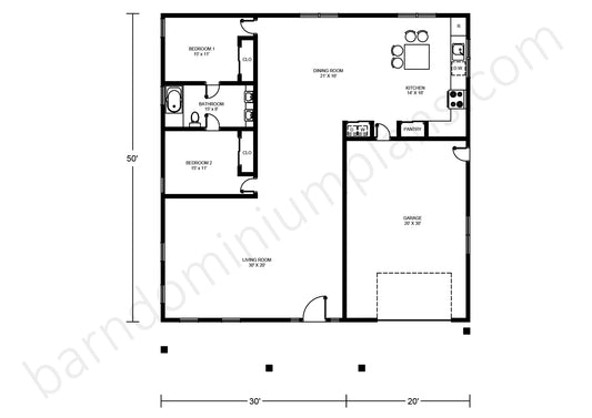 BCO-40071 Barndominium House Plan
