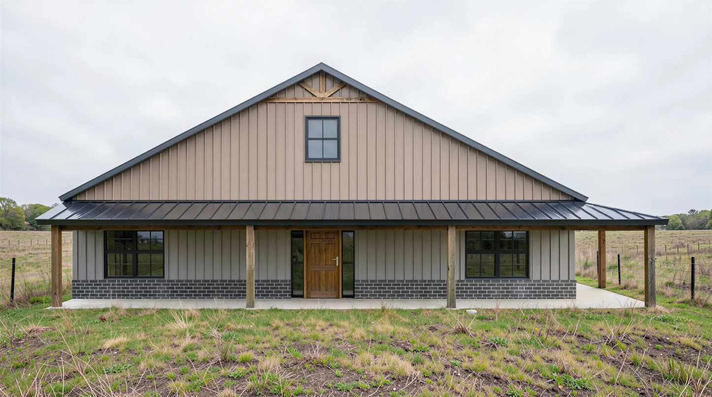 BCO-40092-W White Barndominium House Plan
