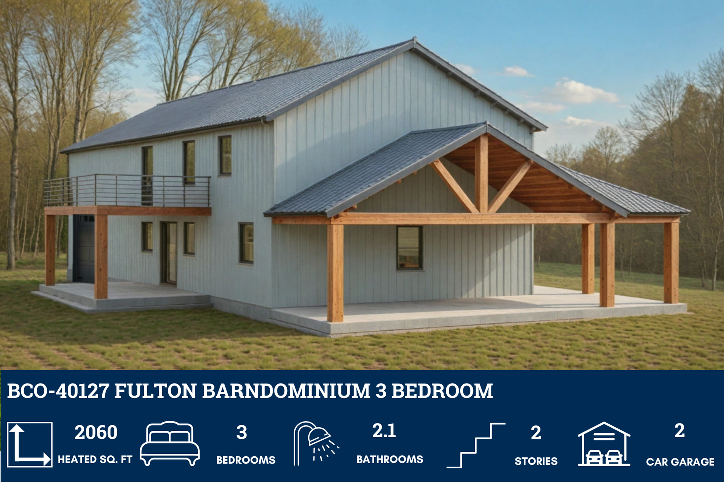 BCO-40127 Fulton Barndominium House Plan