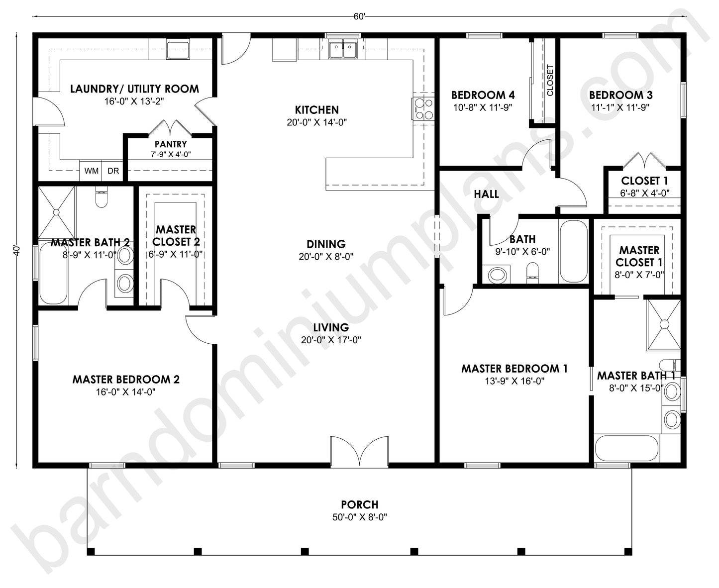 BCO-40132-M Barndominium House Plans