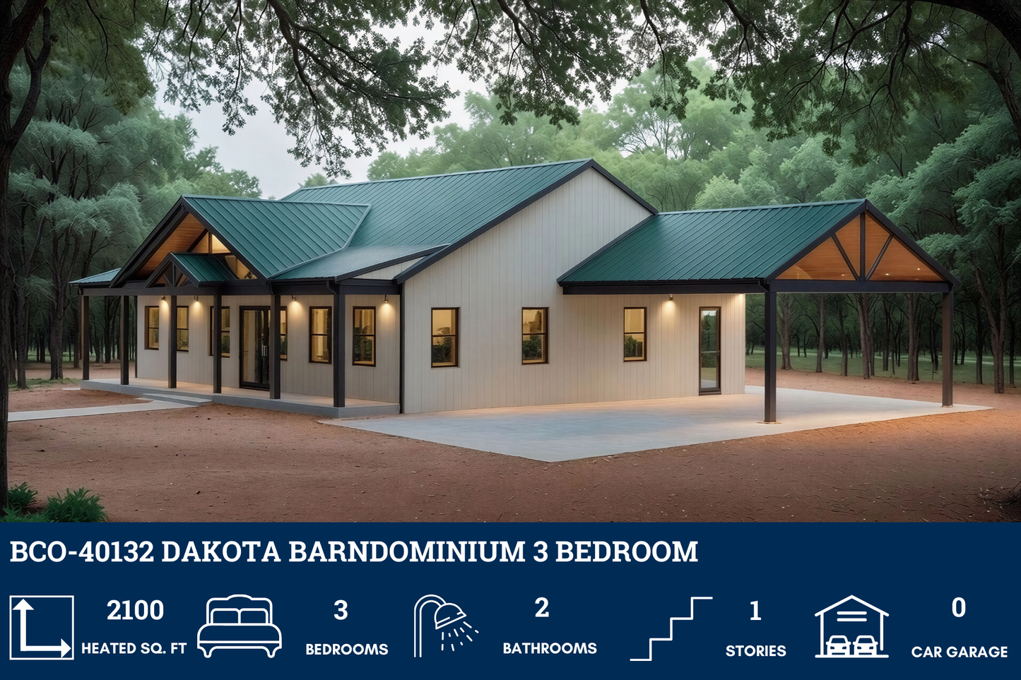 BCO-40132 Dakota Barndominium House Plan