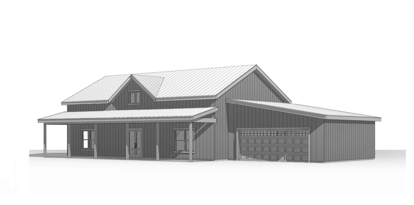BCO-40157-H Hogan Barndominium House Plan