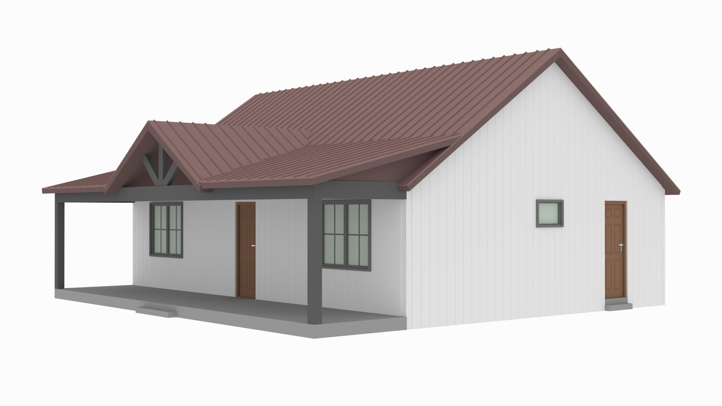 BCO-40161 Curly Barndominium House Plan