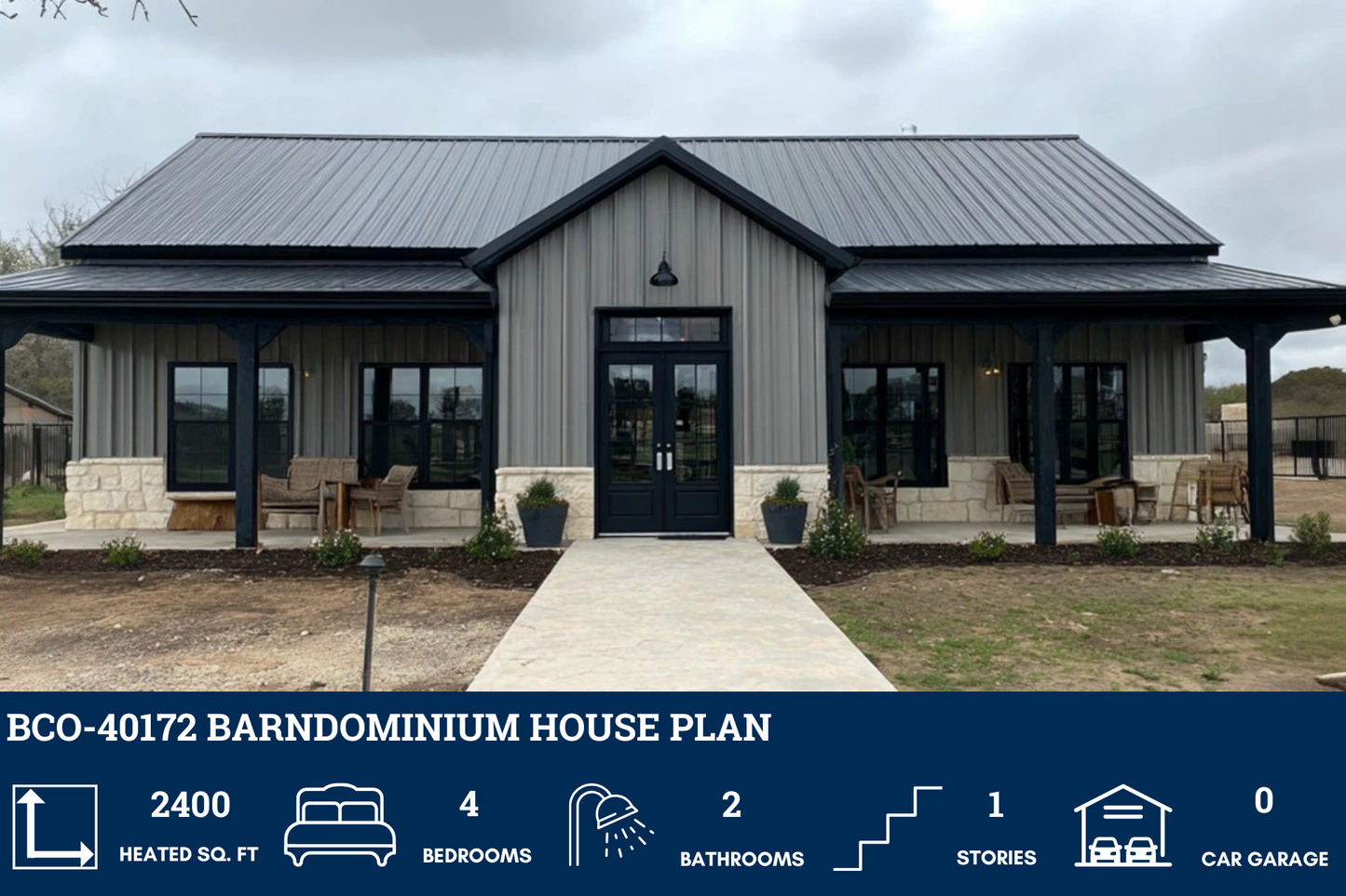 BCO-40172 Barndominium House Plan