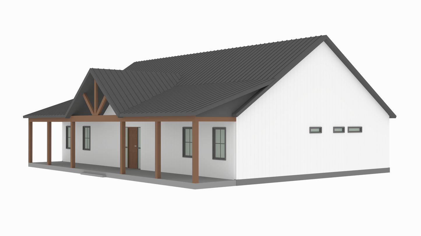 BCO-40204-T Trey Barndominium House Plan