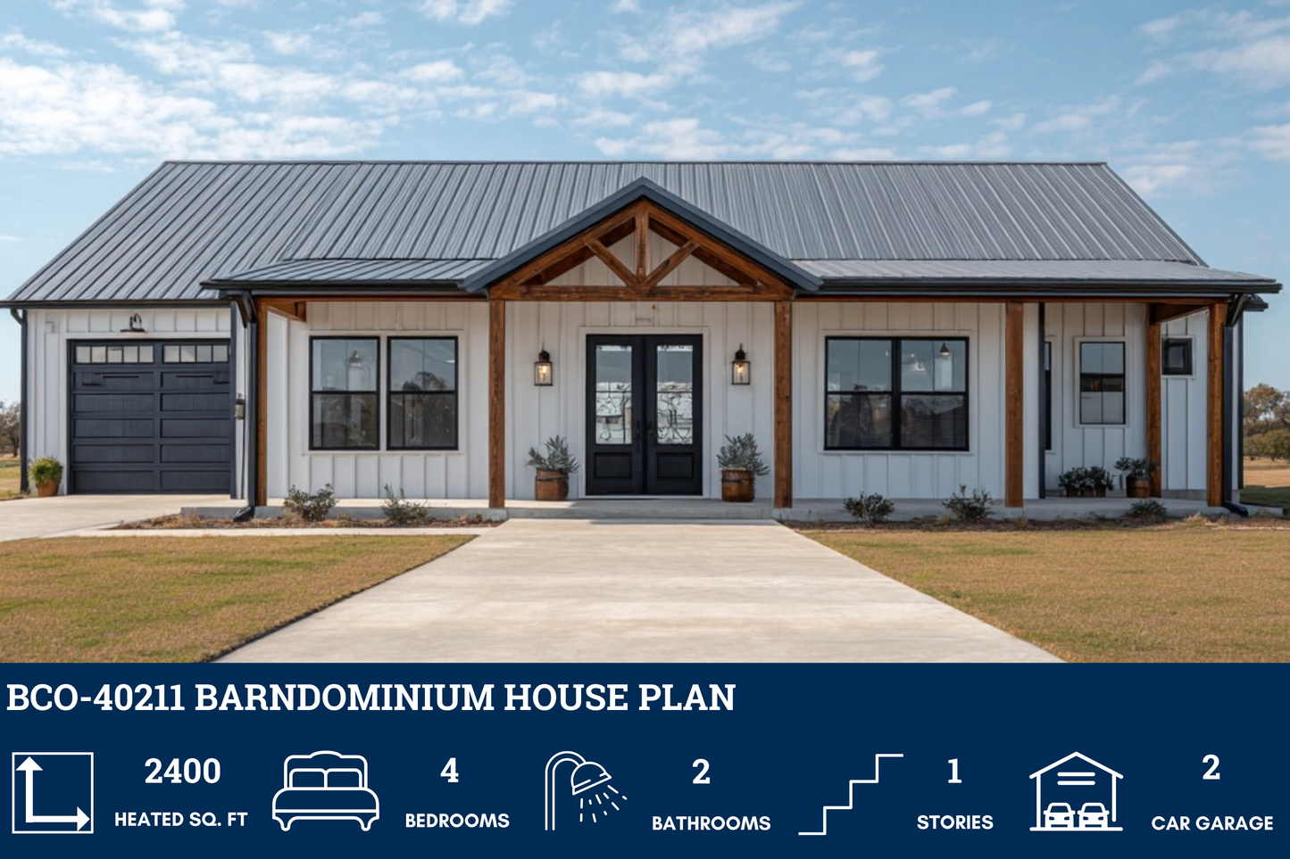 BCO-40211 Barndominium House Plan