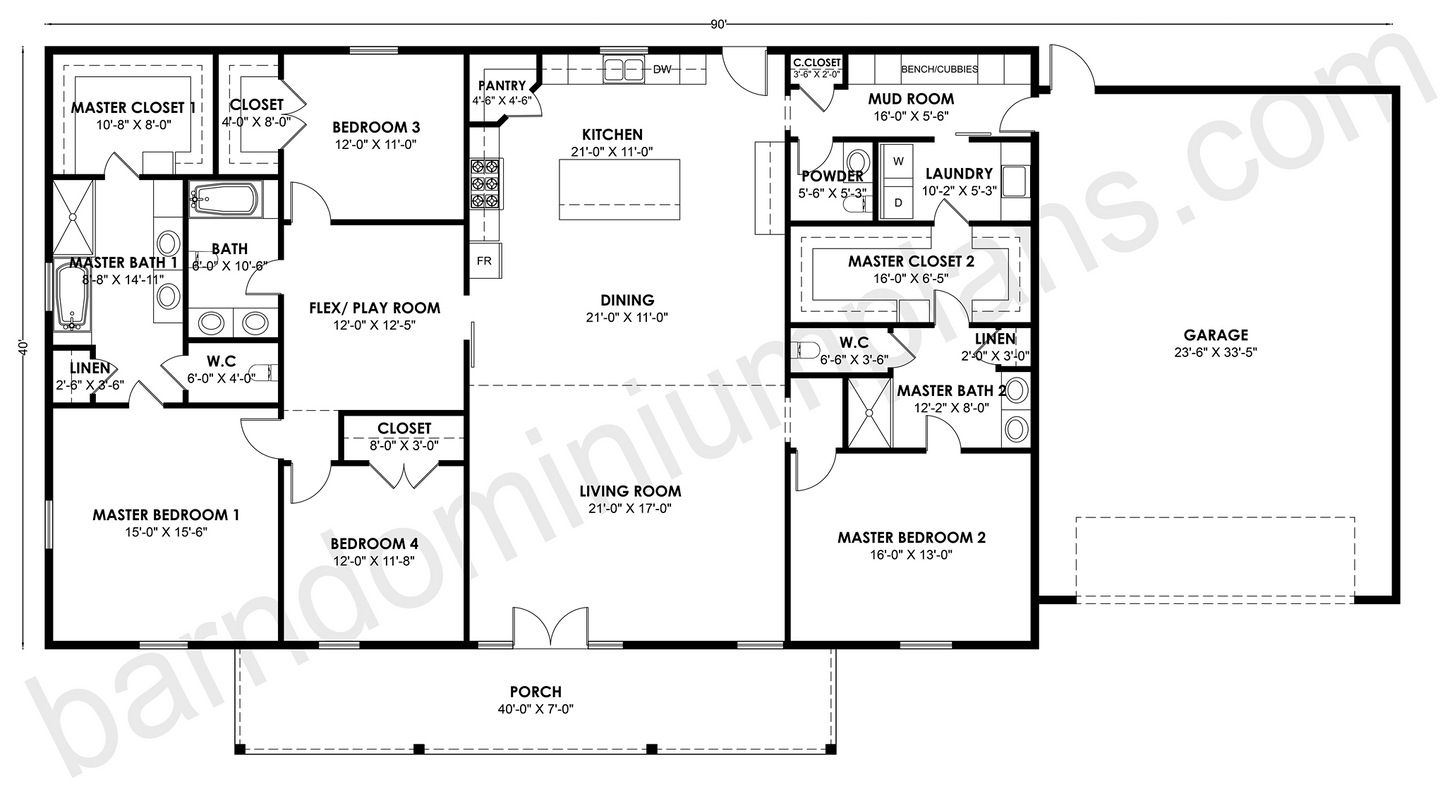 BCO-40213 Barndominium House Plan