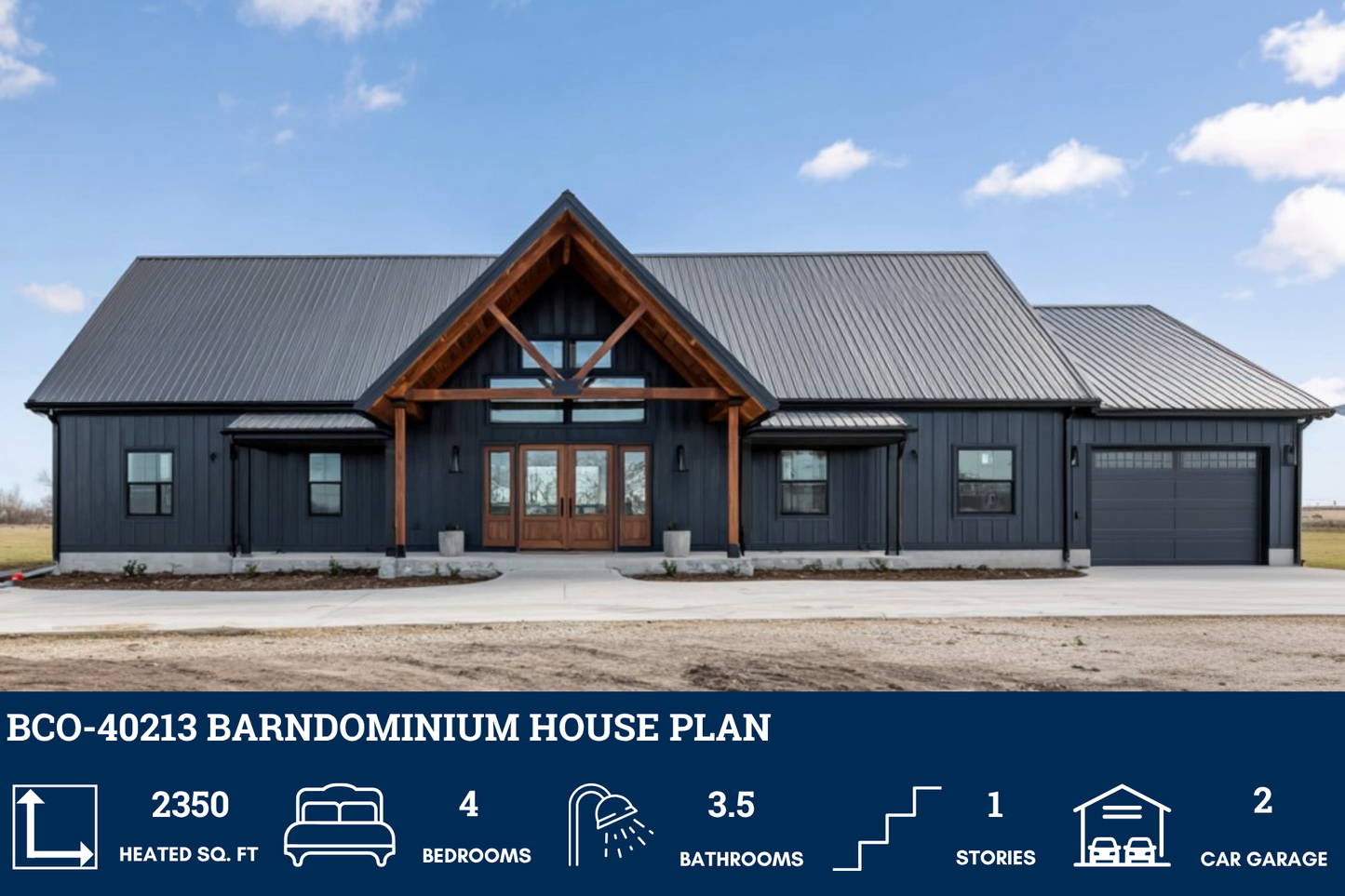 BCO-40213 Barndominium House Plan