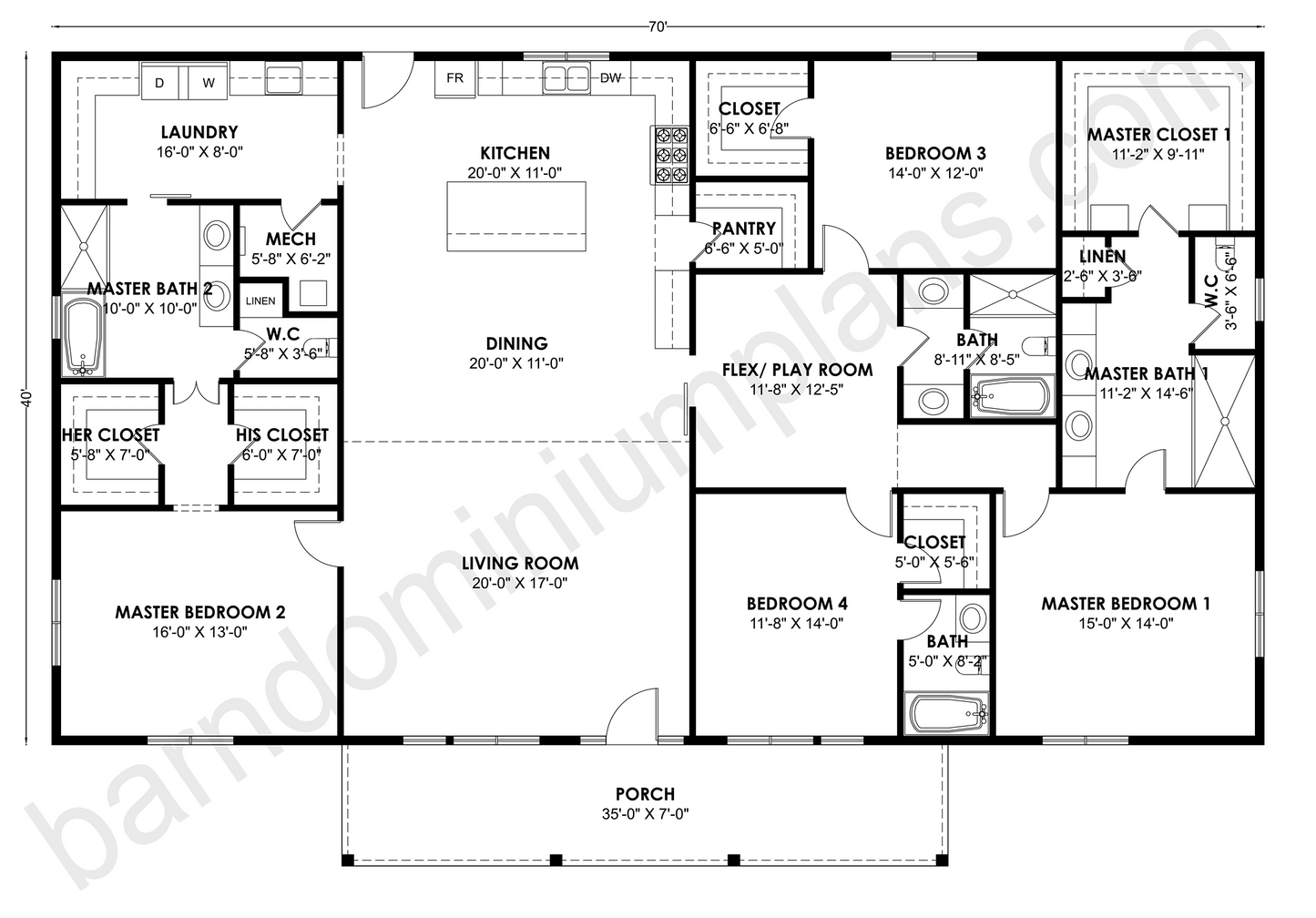 BCO-40214 Barndominium House Plan