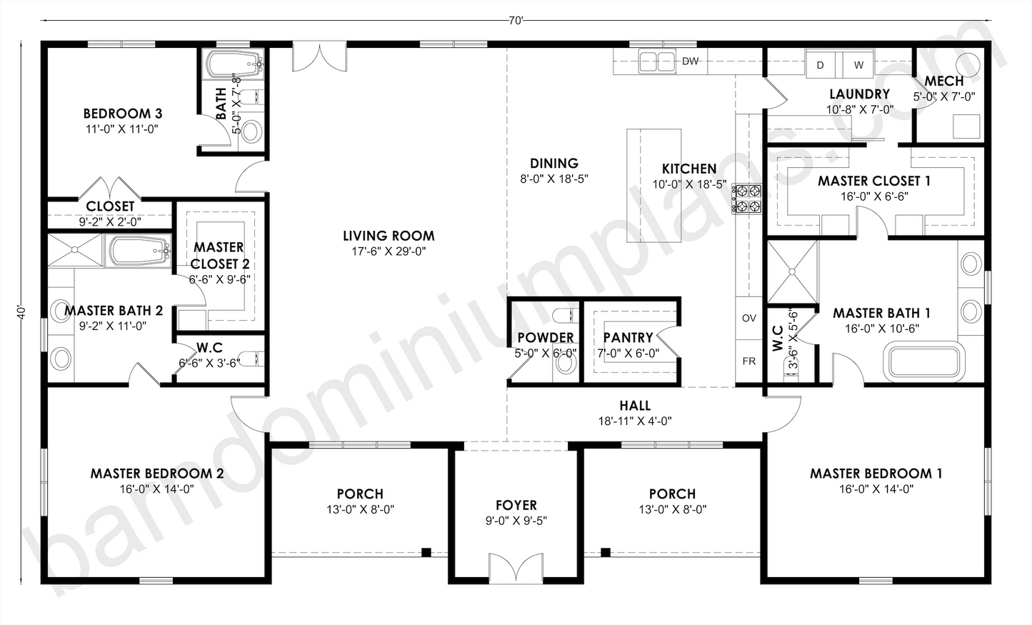 BCO-40215 Barndominium House Plan