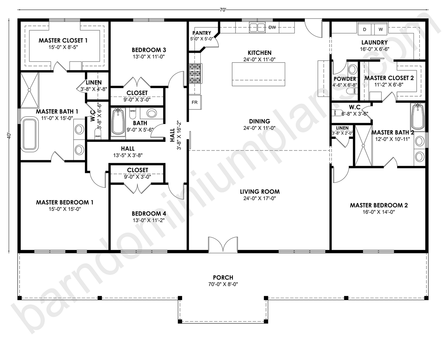 BCO-40216 Barndominium House Plan