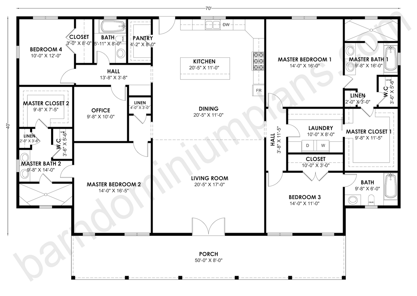 BCO-40219 Barndominium House Plan