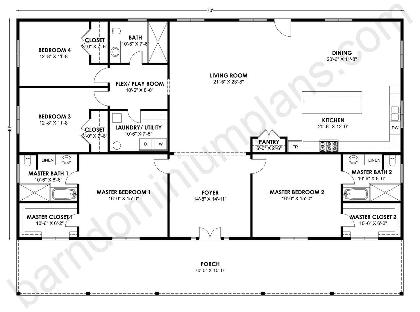 BCO-40220 Barndominium House Plan