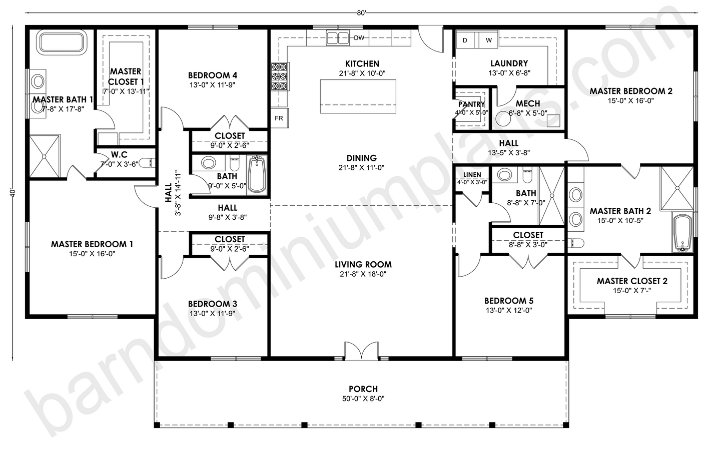 BCO-40221 Barndominium House Plan