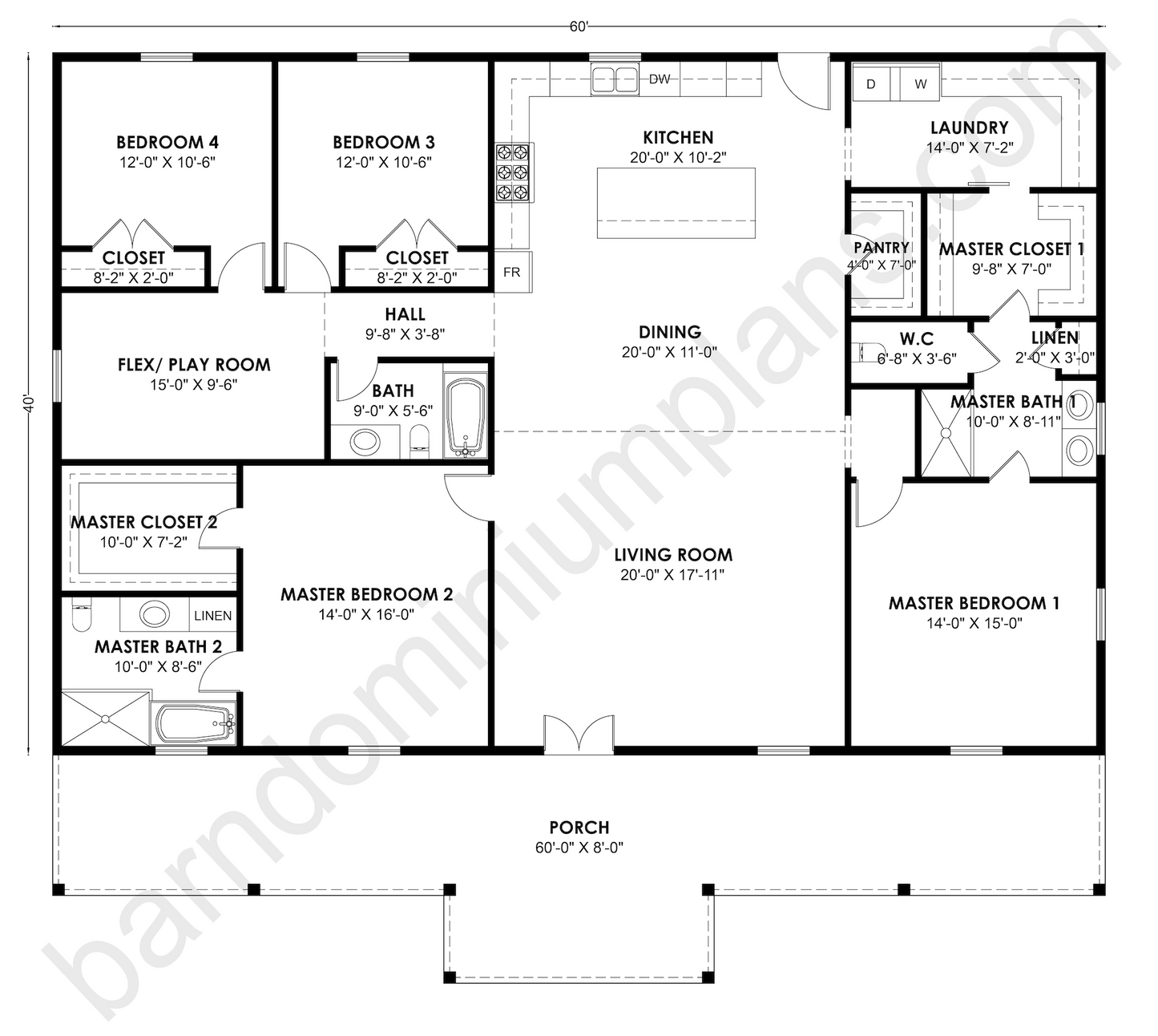 BCO-40224 Barndominium House Plan