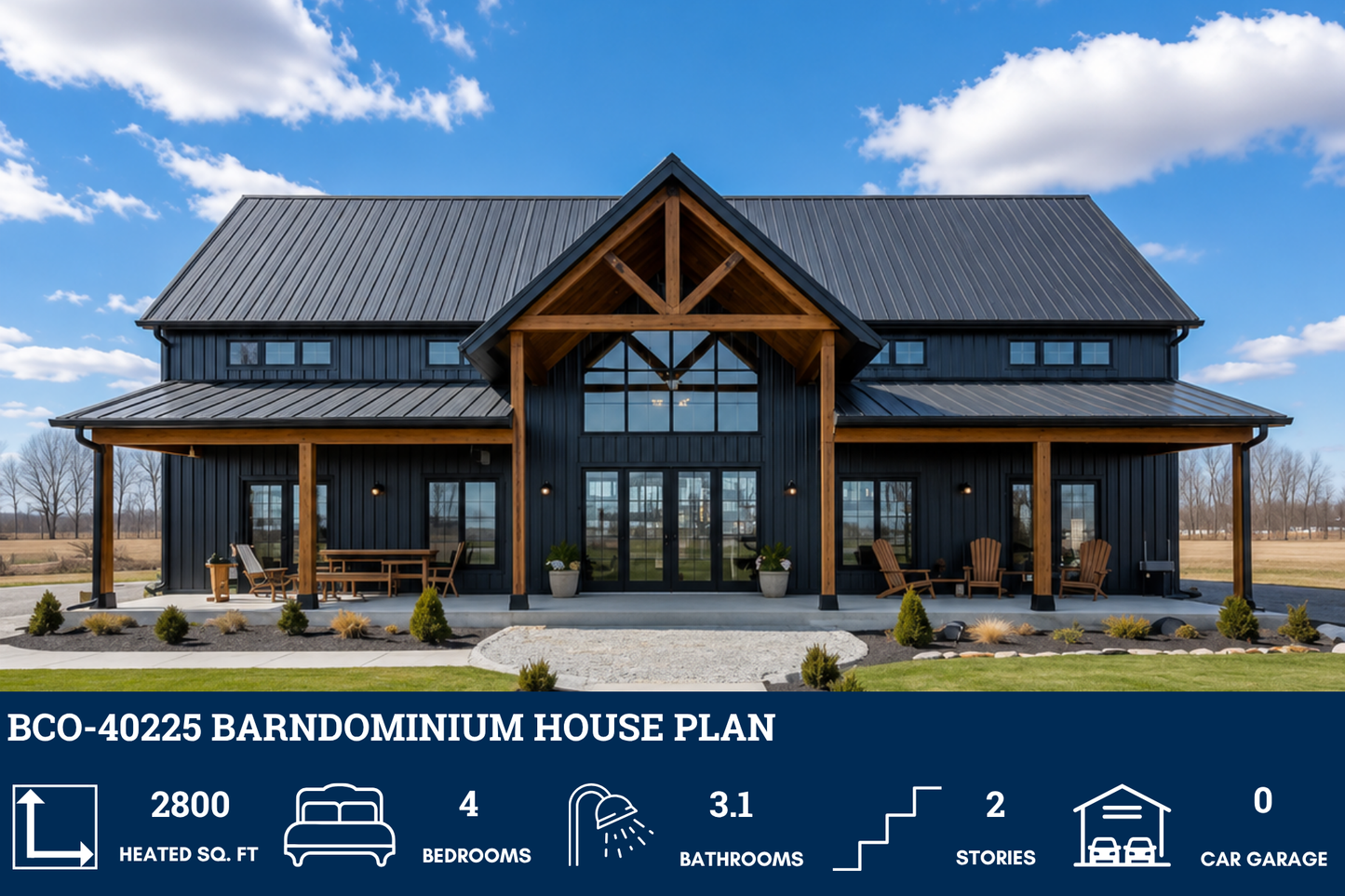 BCO-40225 Barndominium House Plan