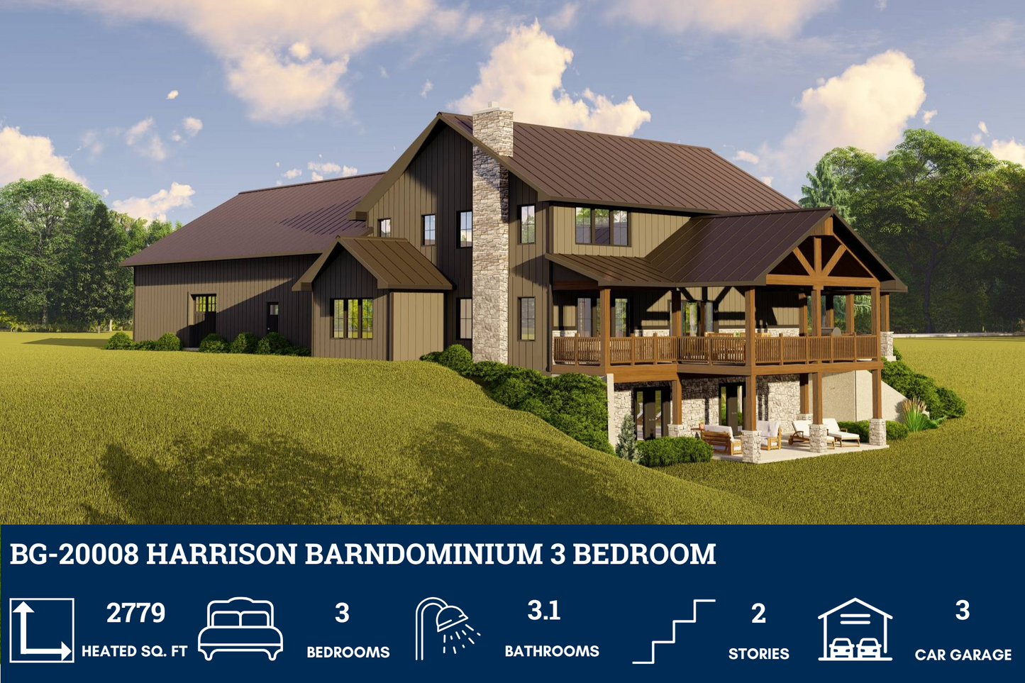 BG-20008 Harrison Barndominium House Plan