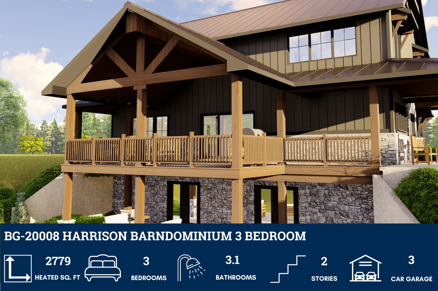BG-20008 Harrison Barndominium House Plan