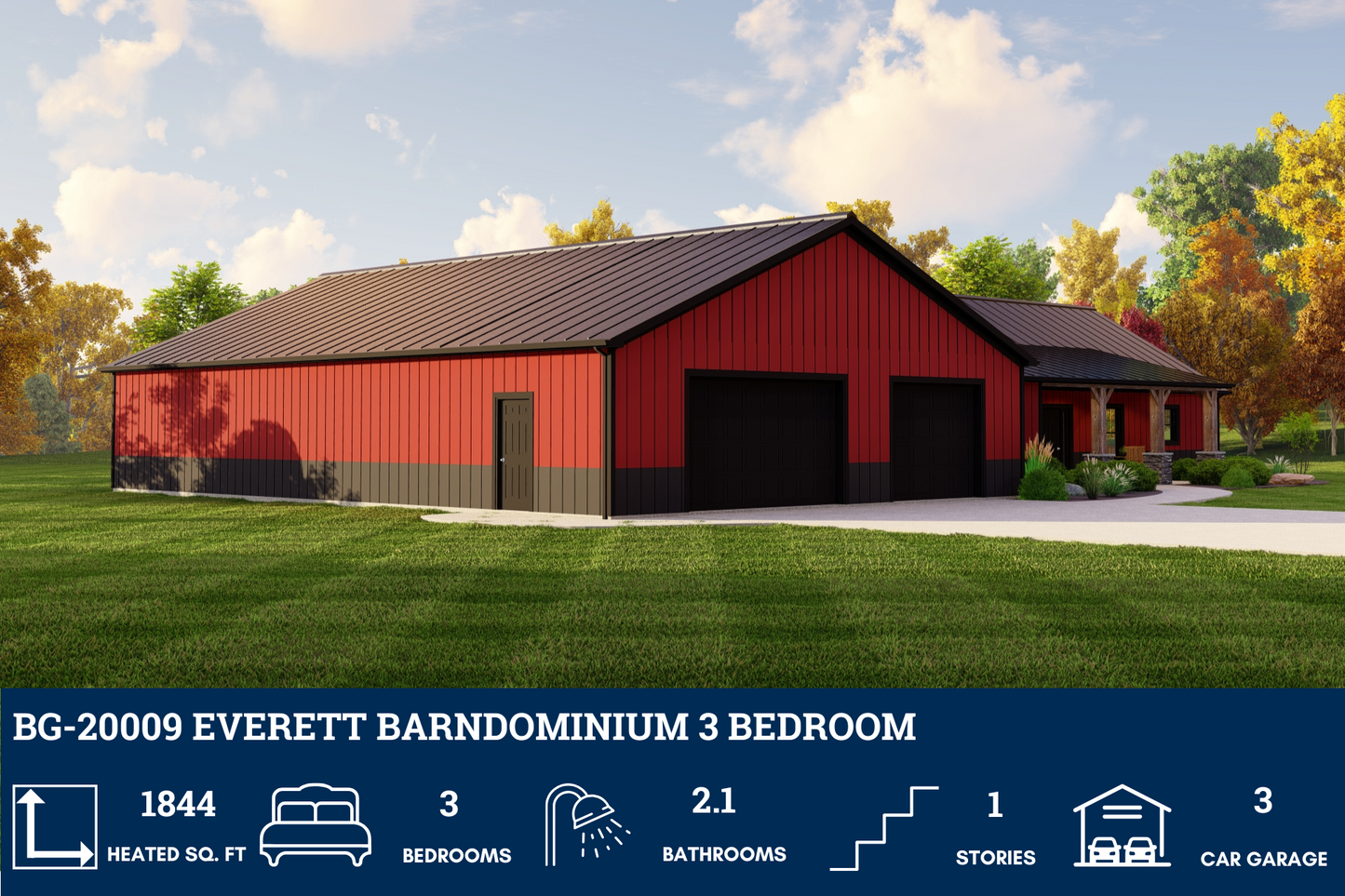 BG-20009 Everett Barndominium House Plan
