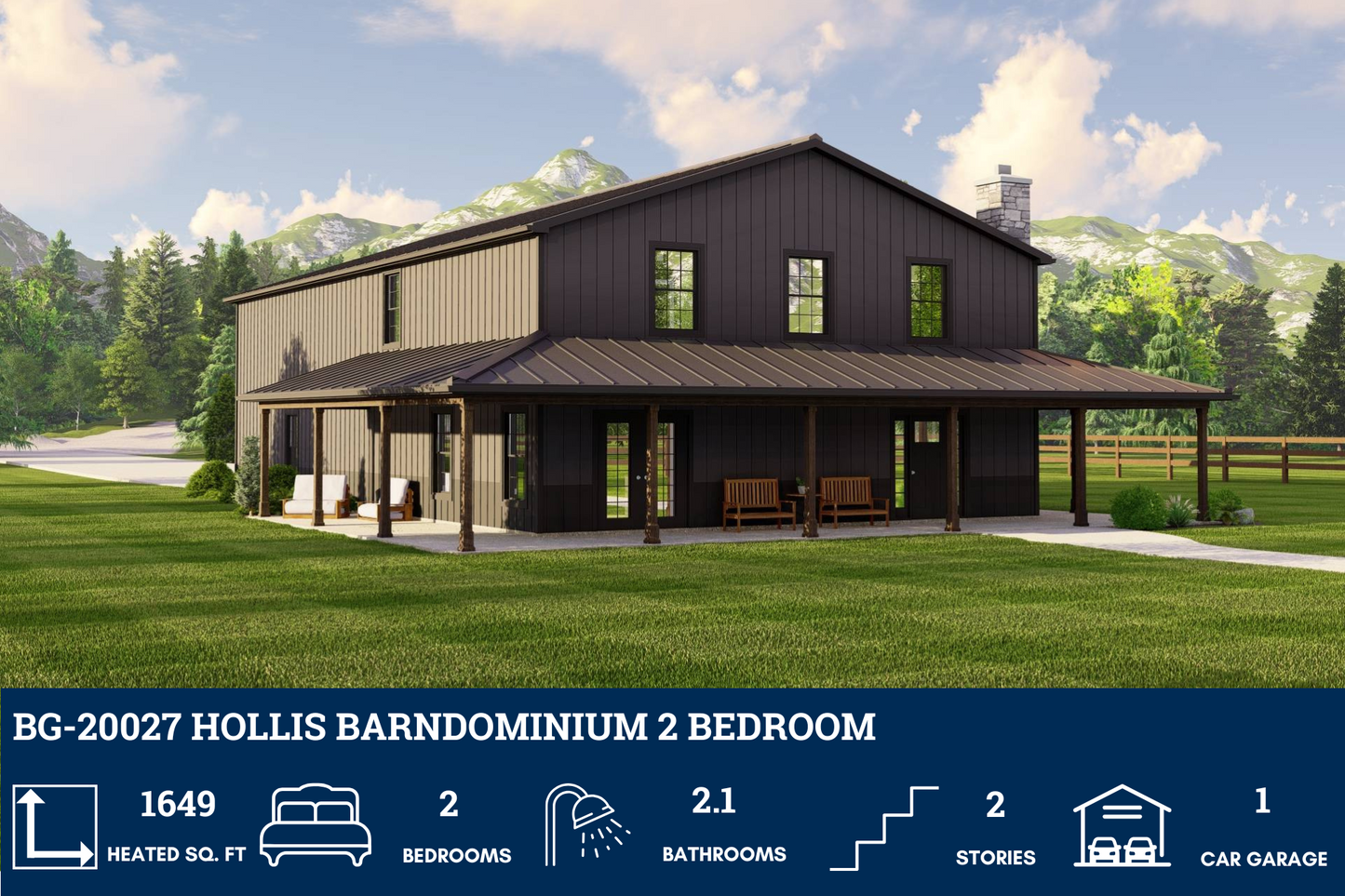 BG-20027 Hollis Barndominium House Plan
