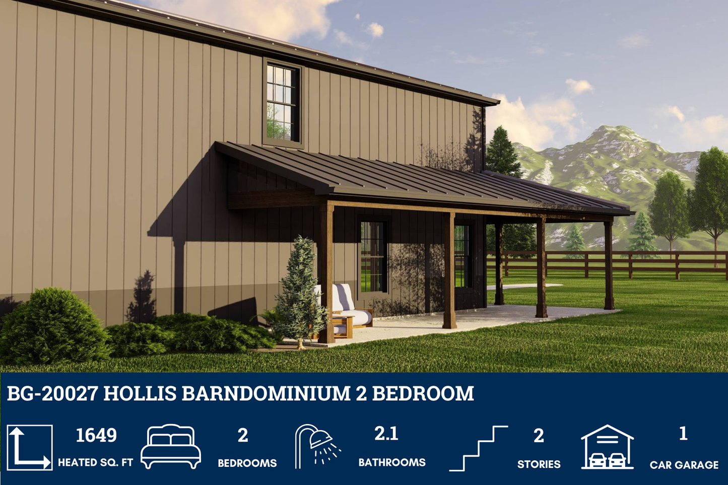 BG-20027 Hollis Barndominium House Plan