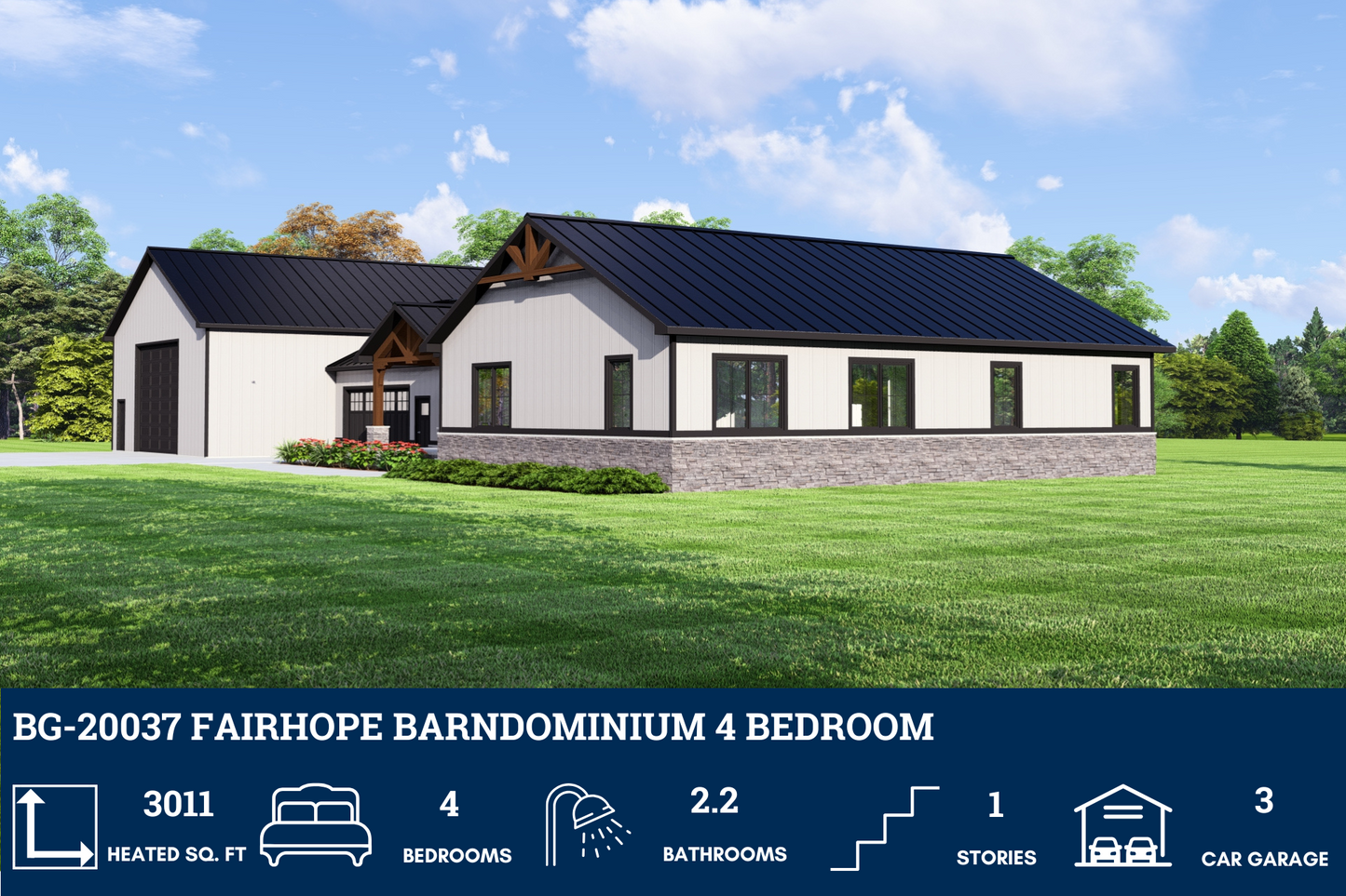 BG-20037 Fairhope Barndominium House Plan