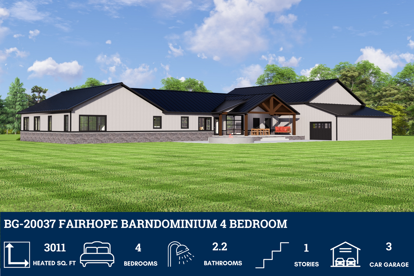 BG-20037 Fairhope Barndominium House Plan