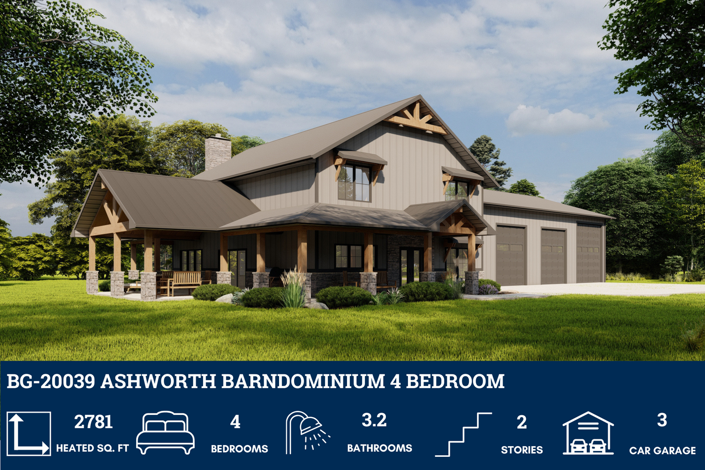 BG-20039 Ashworth Barndominium House Plan