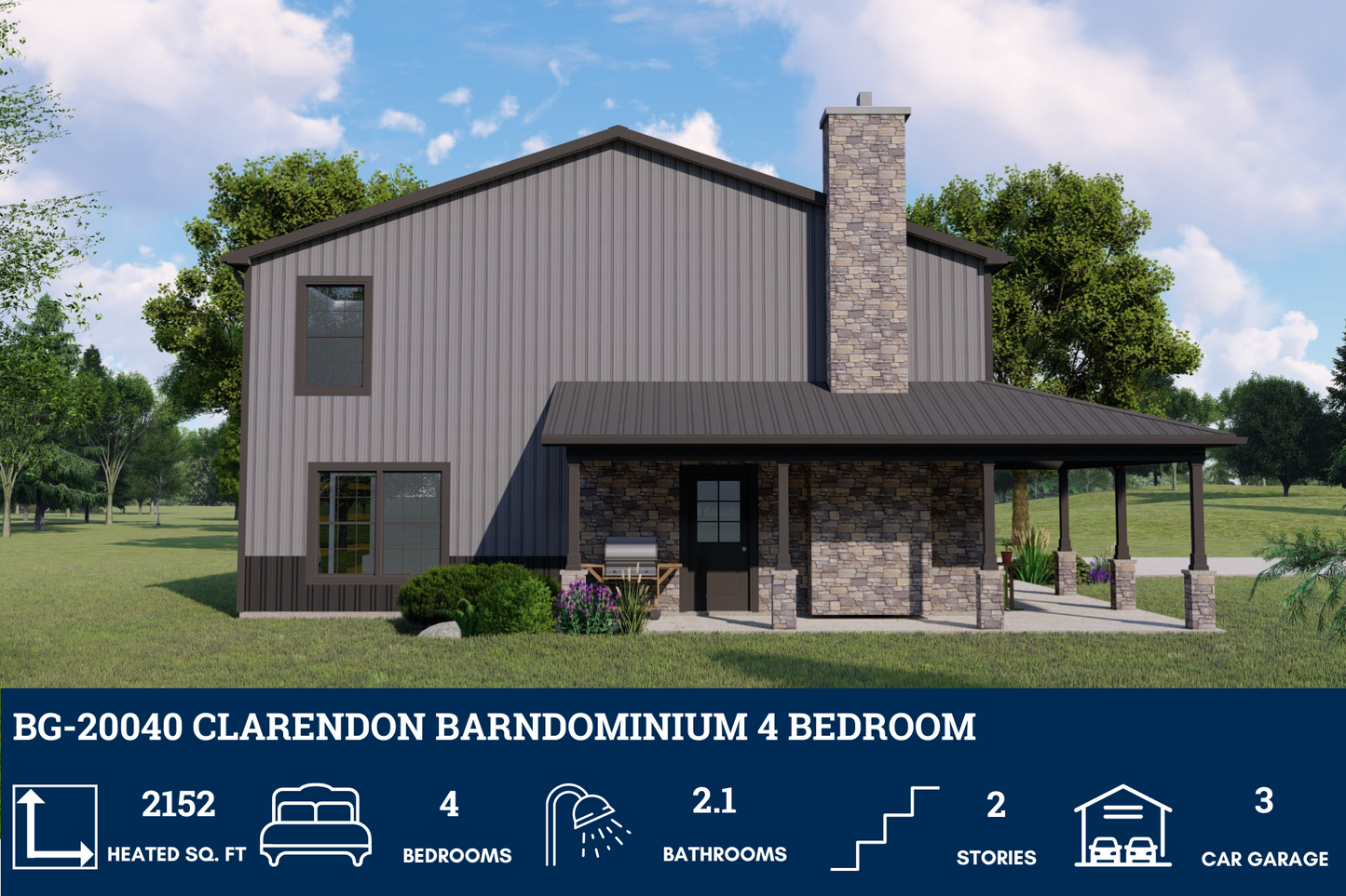 BG-20040 Clarendon Barndominium House Plan