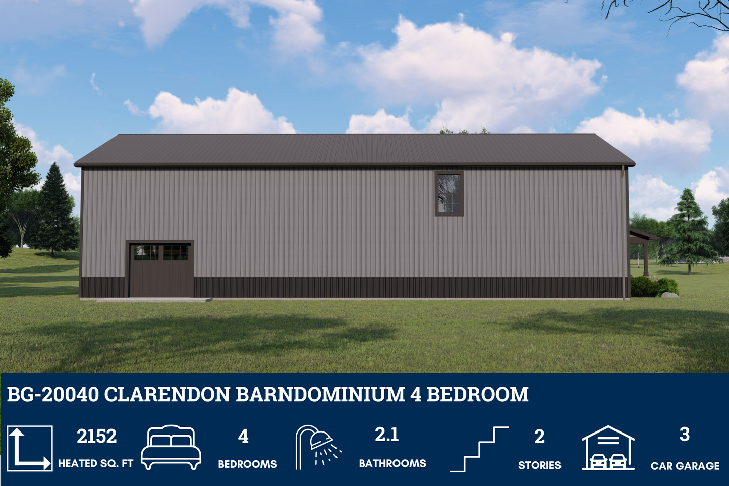 BG-20040 Clarendon Barndominium House Plan