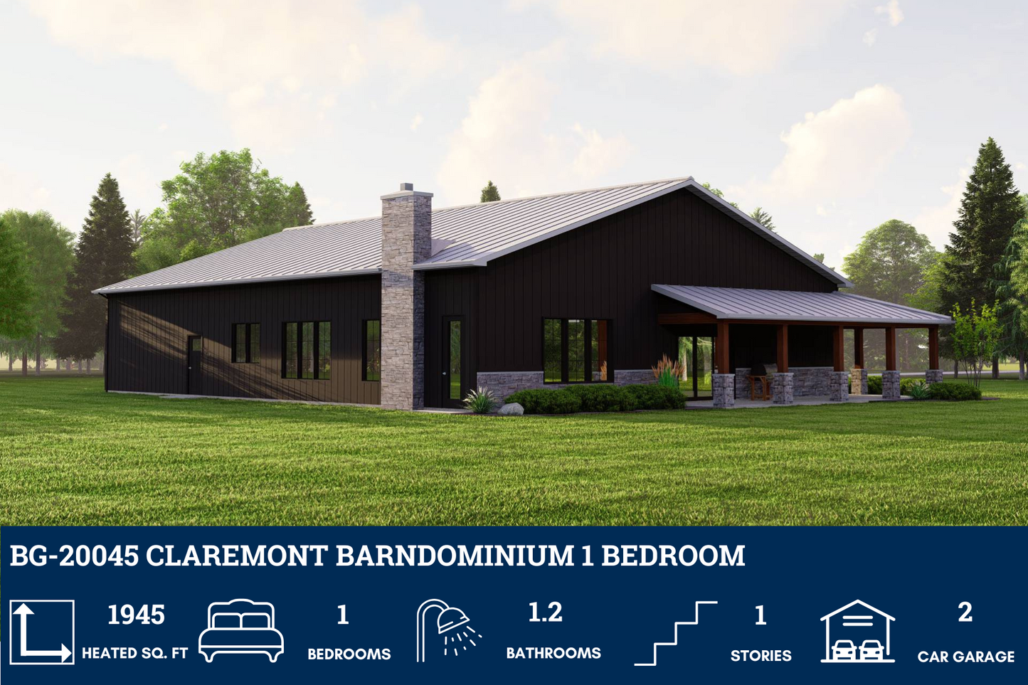 BG-20045 Claremont Barndominium House Plan