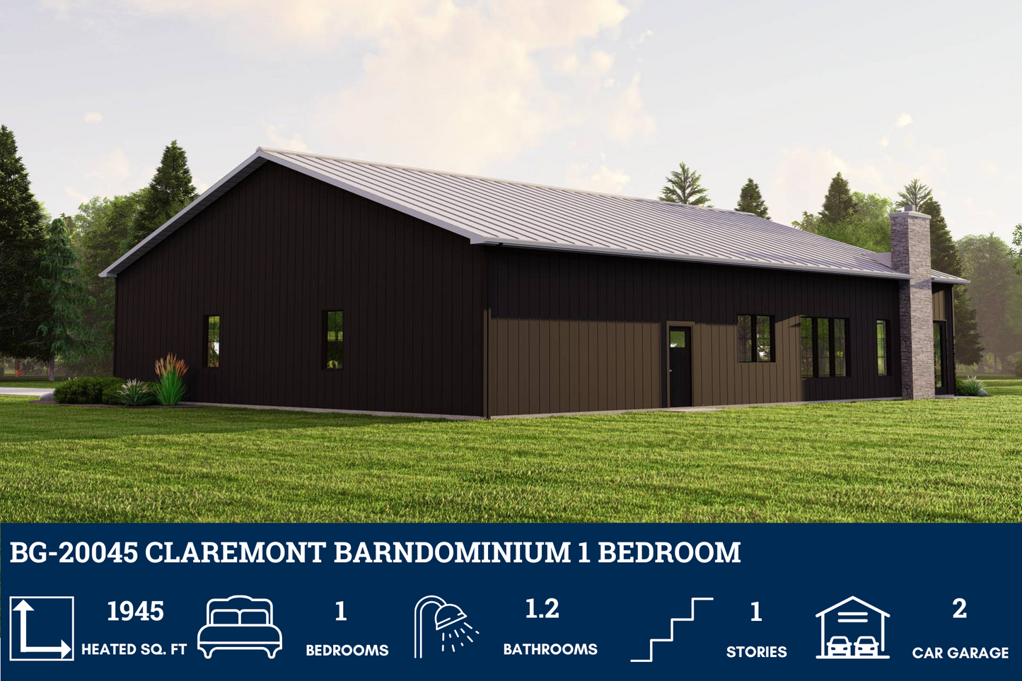 BG-20045 Claremont Barndominium House Plan
