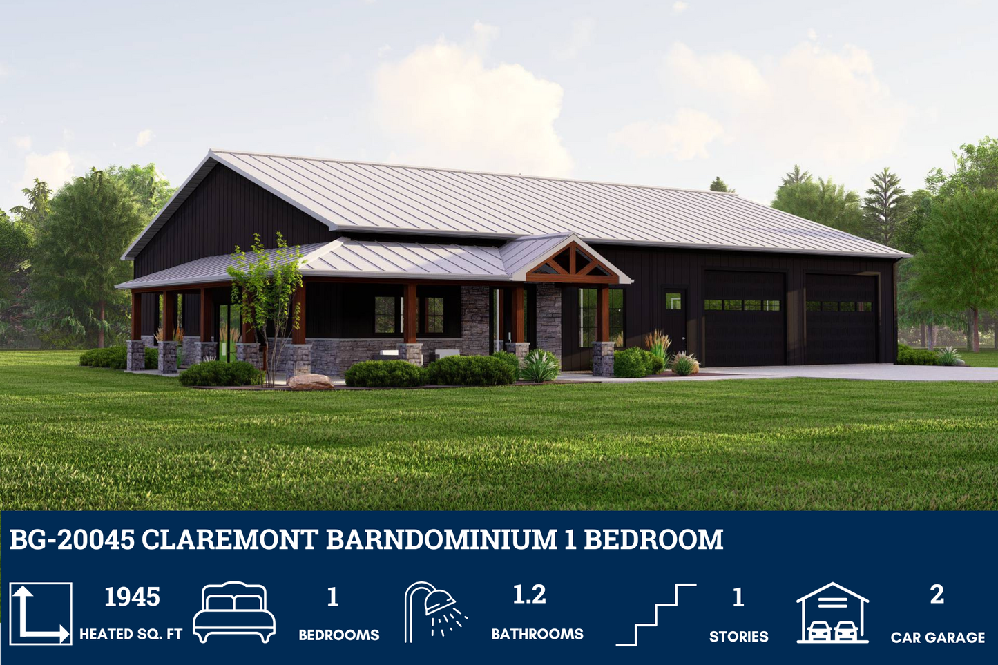 BG-20045 Claremont Barndominium House Plan