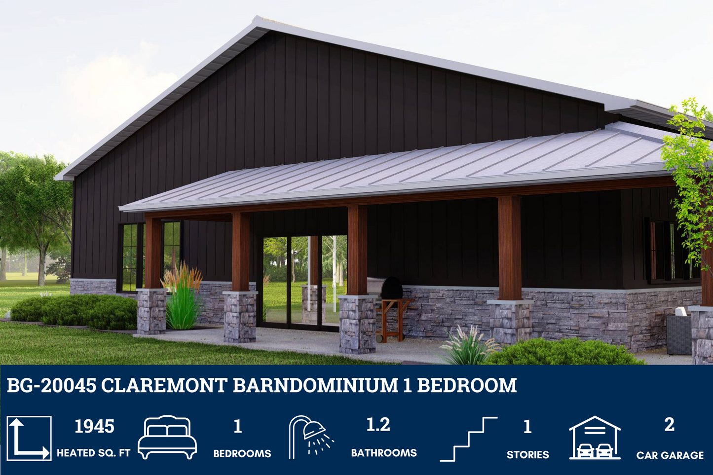 BG-20045 Claremont Barndominium House Plan