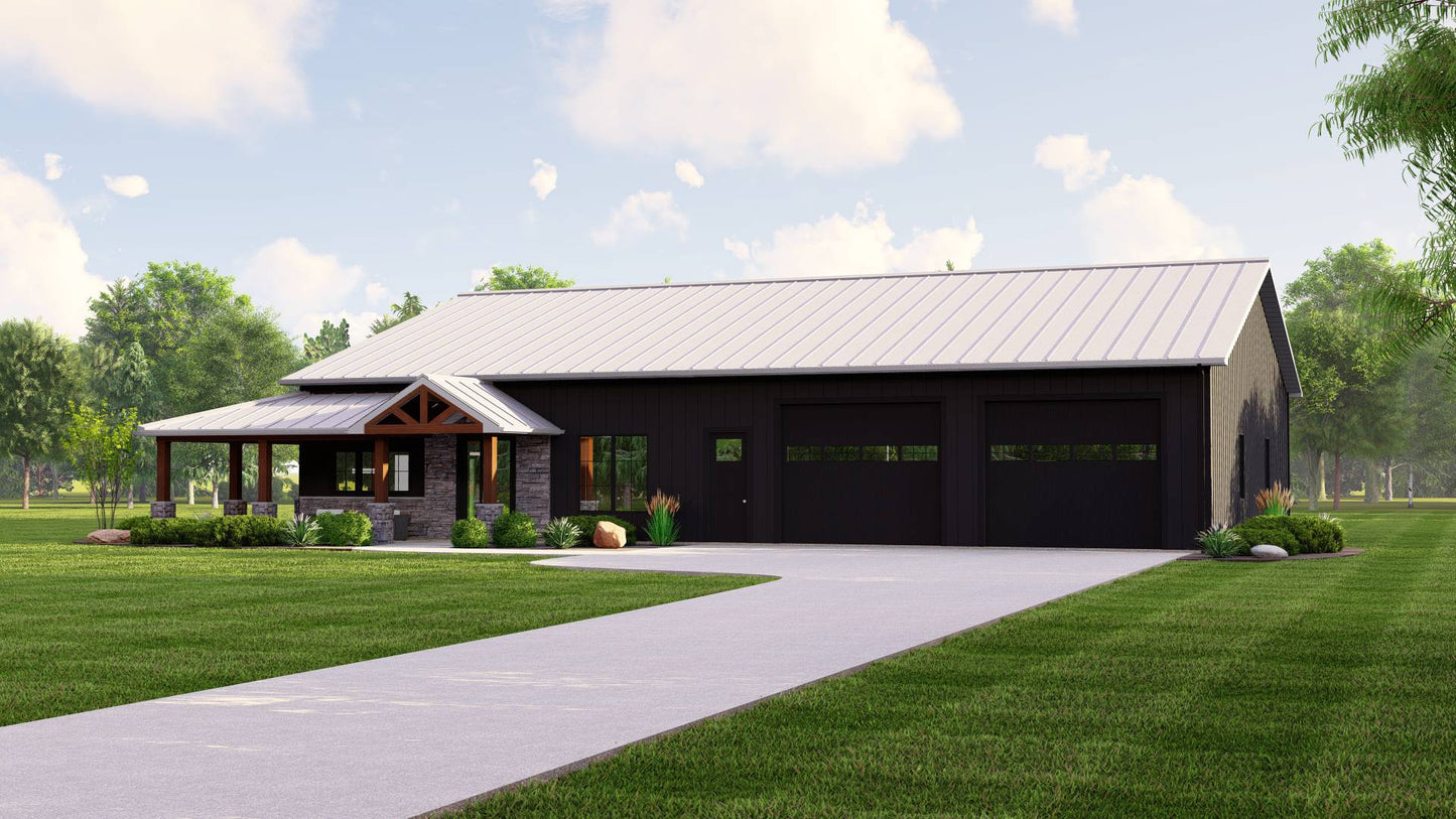 BG-20045 Claremont Barndominium House Plan