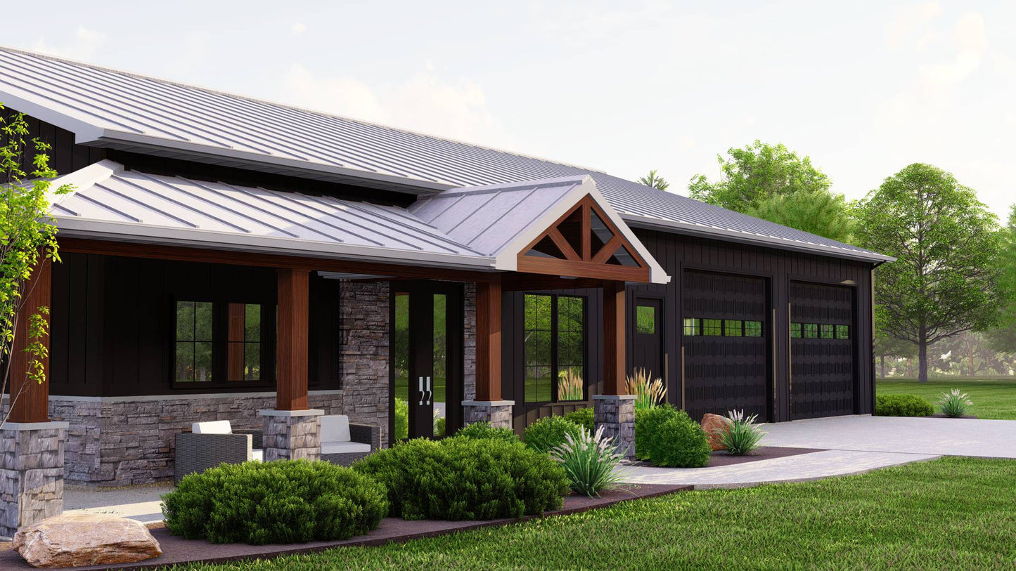 BG-20045 Claremont Barndominium House Plan