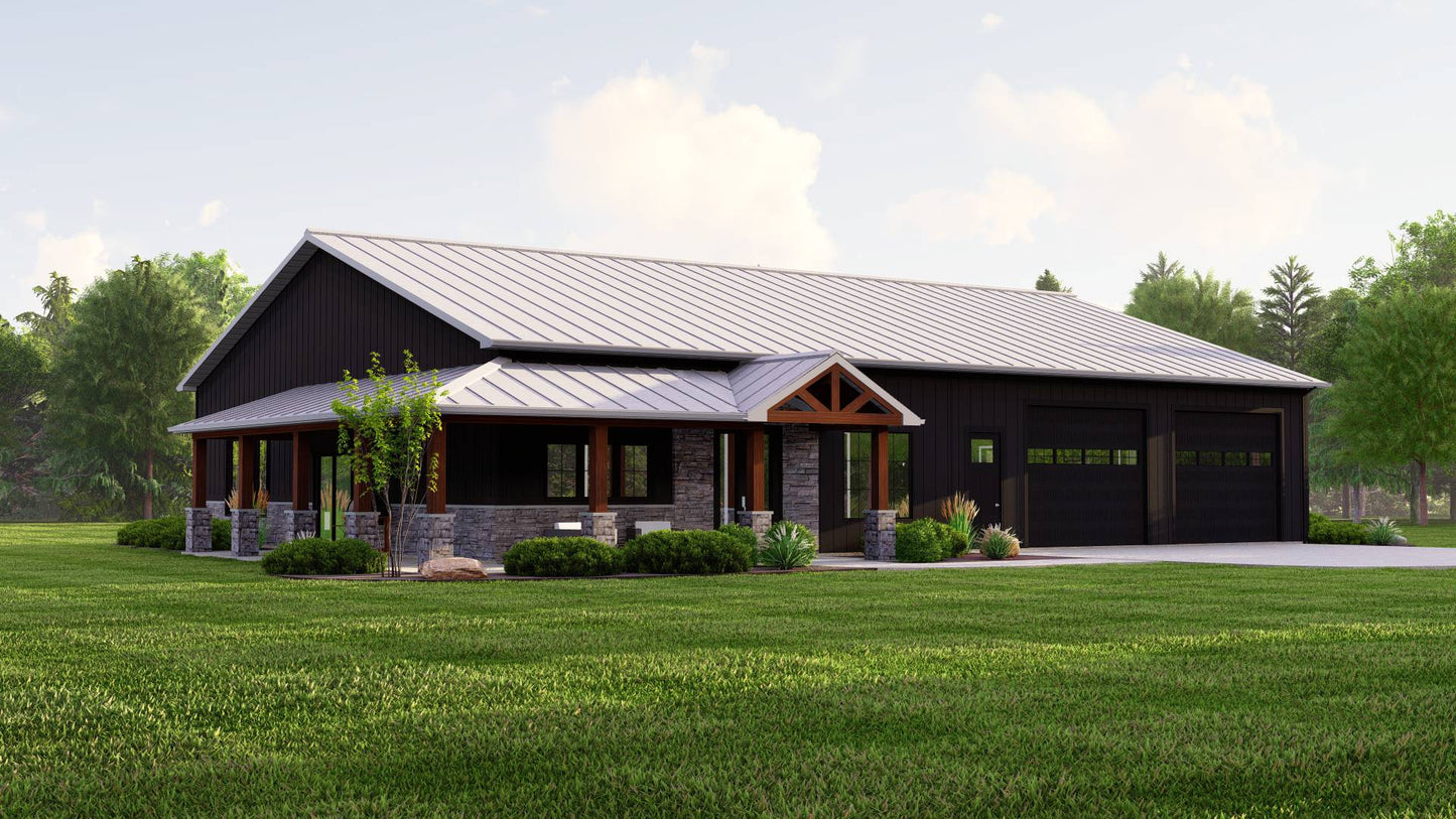 BG-20045 Claremont Barndominium House Plan