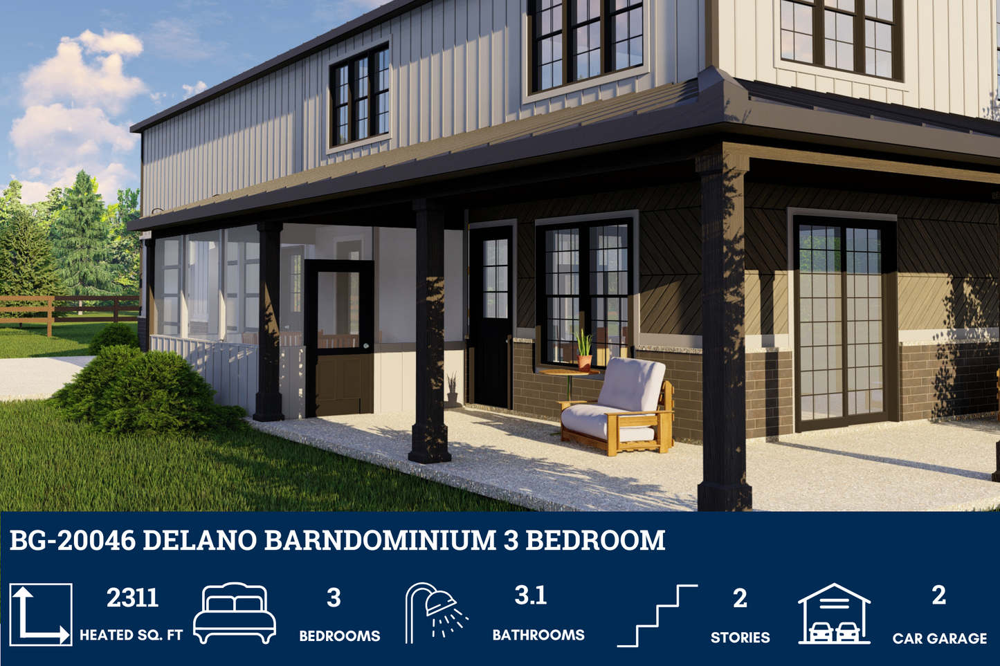 BG-20046 Delano Barndominium House Plan