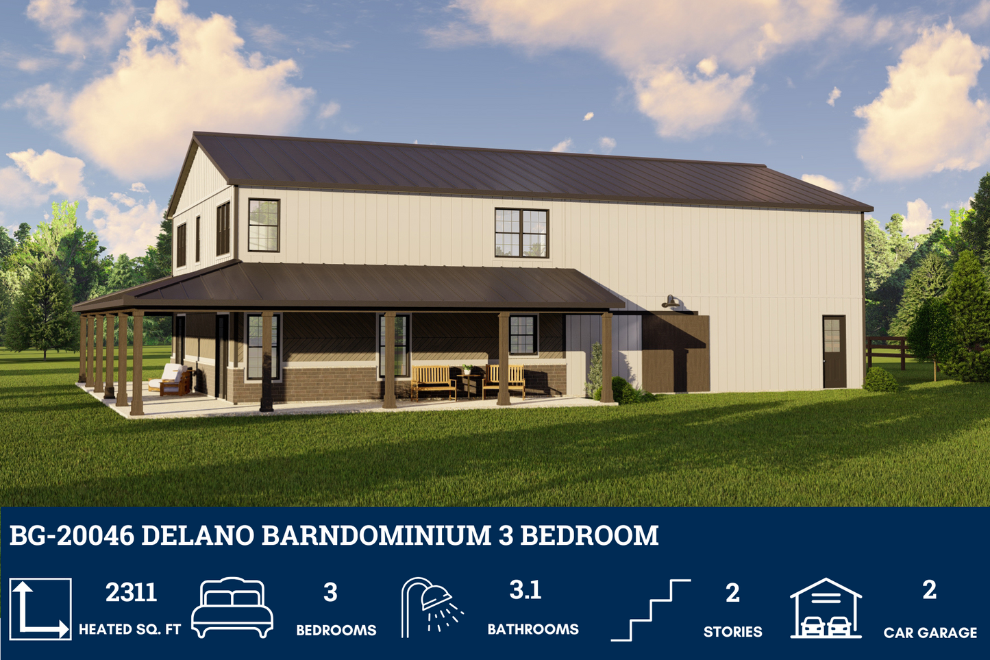 BG-20046 Delano Barndominium House Plan