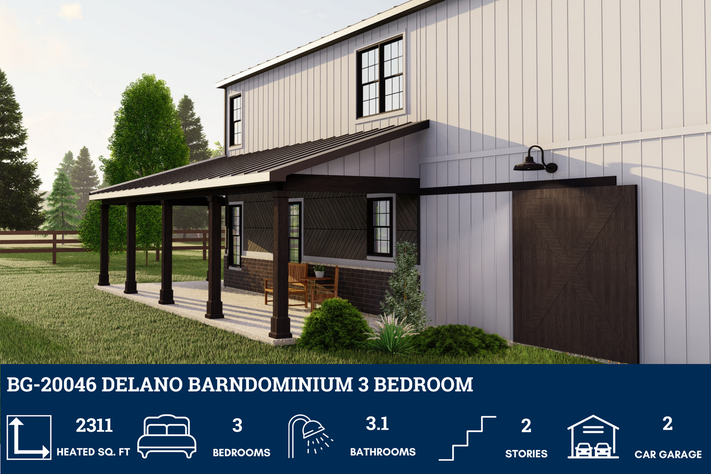 BG-20046 Delano Barndominium House Plan
