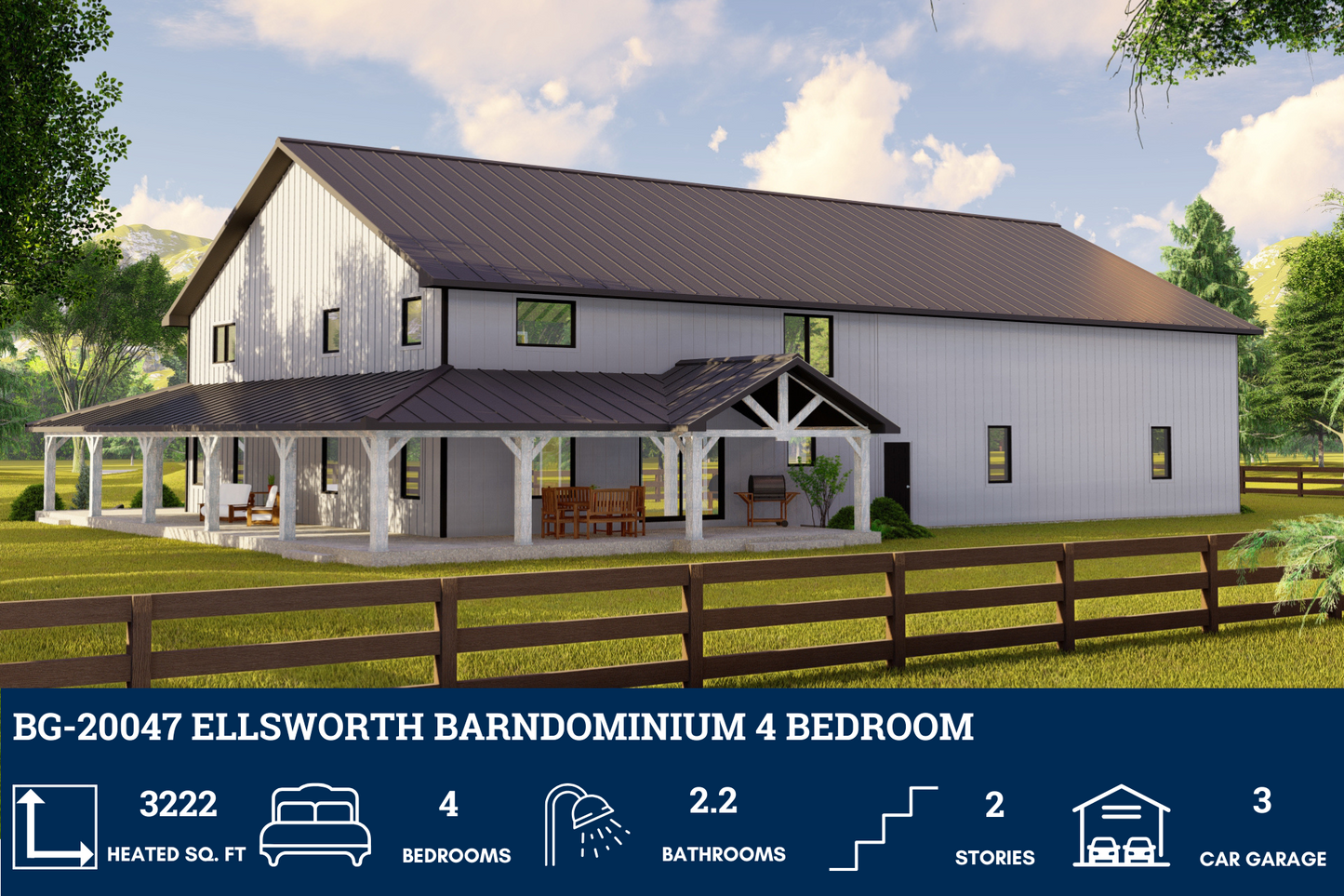 BG-20047 Ellsworth Barndominium House Plan