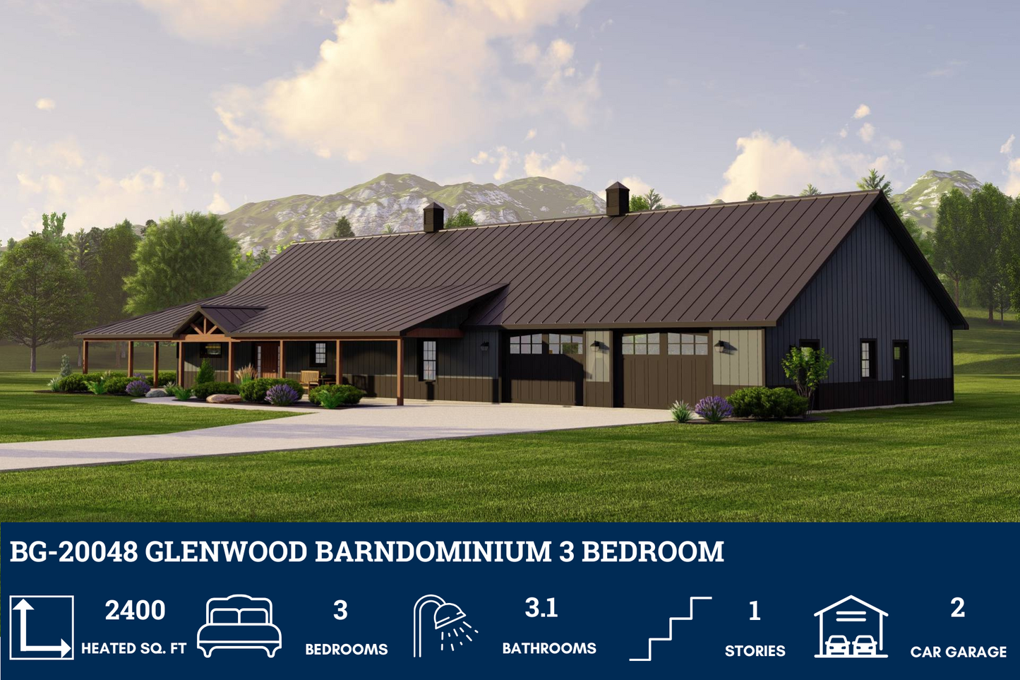 BG-20048 Glenwood Barndominium House Plan