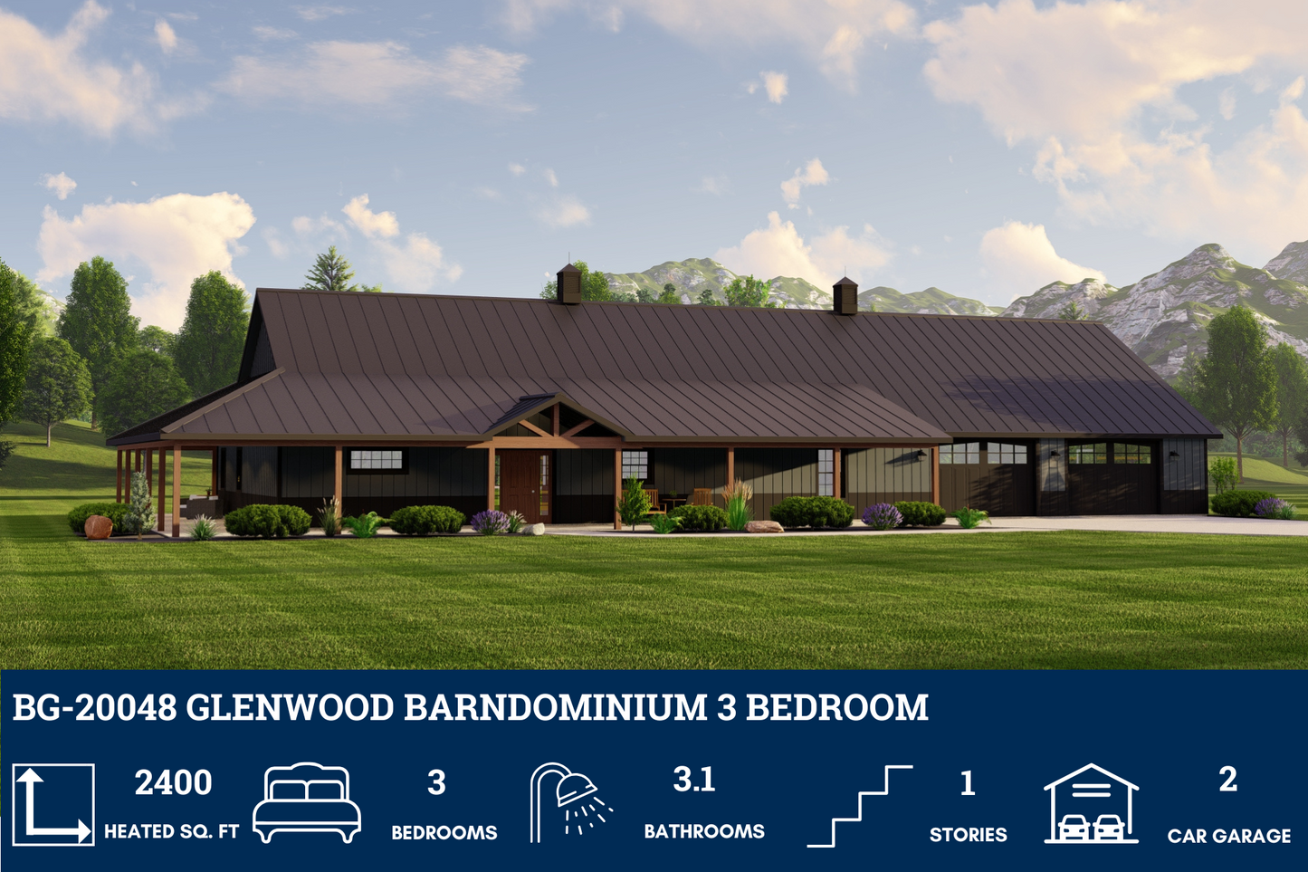 BG-20048 Glenwood Barndominium House Plan