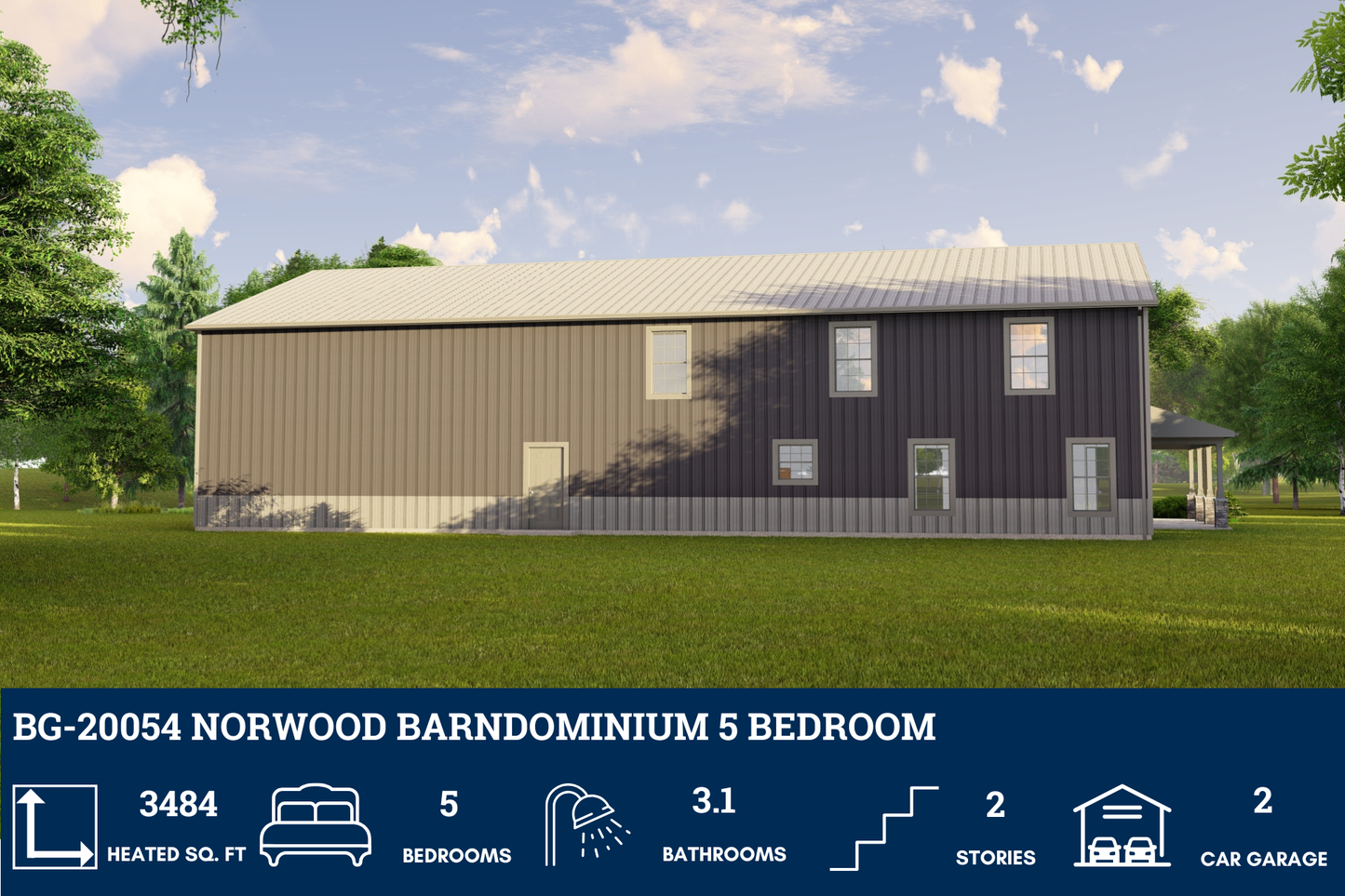 BG-20054 Norwood Barndominium House Plan