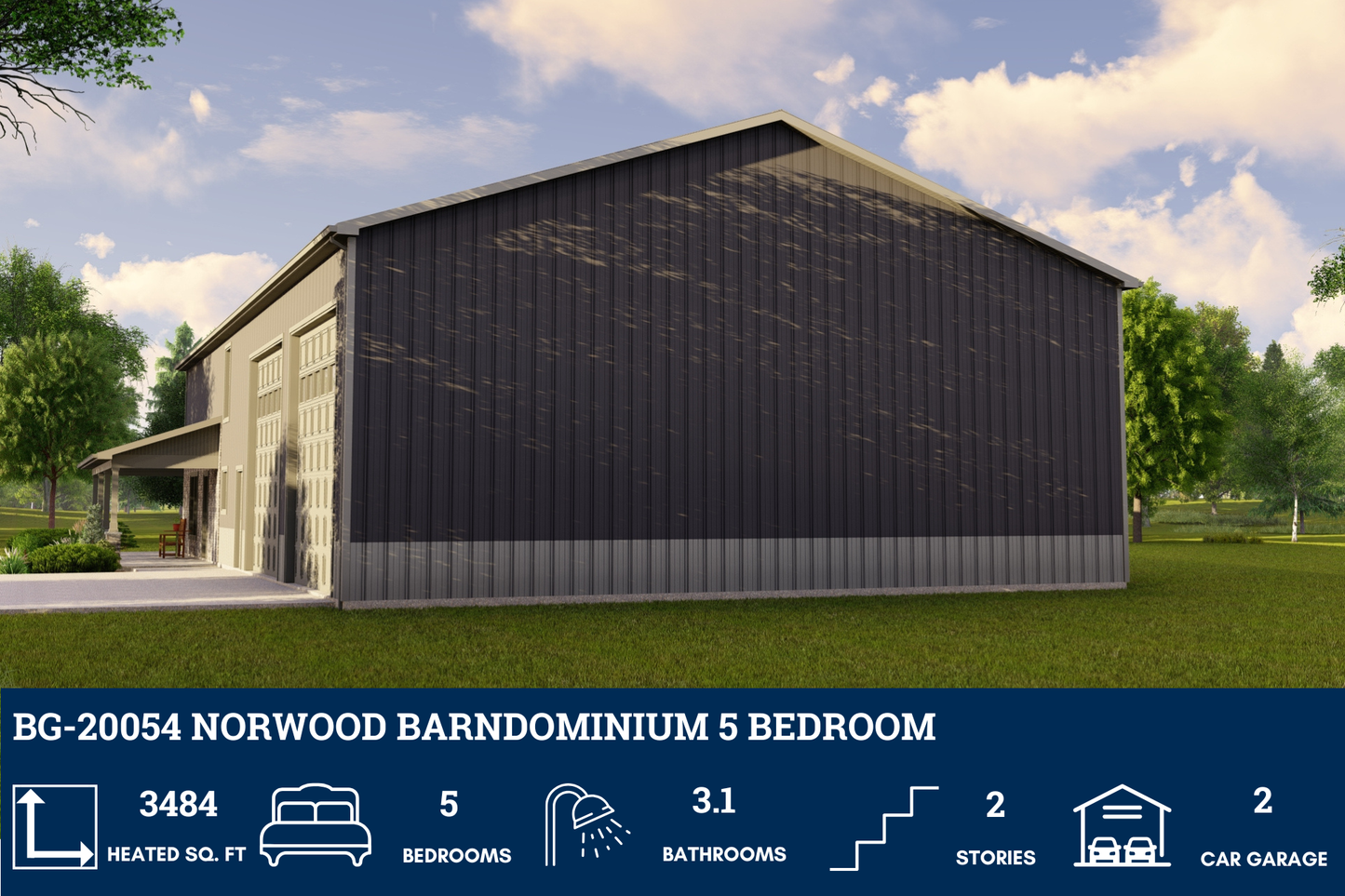 BG-20054 Norwood Barndominium House Plan