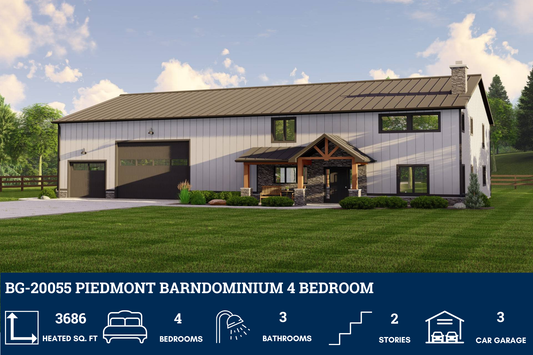 BG-20055 Piedmont Barndominium House Plan