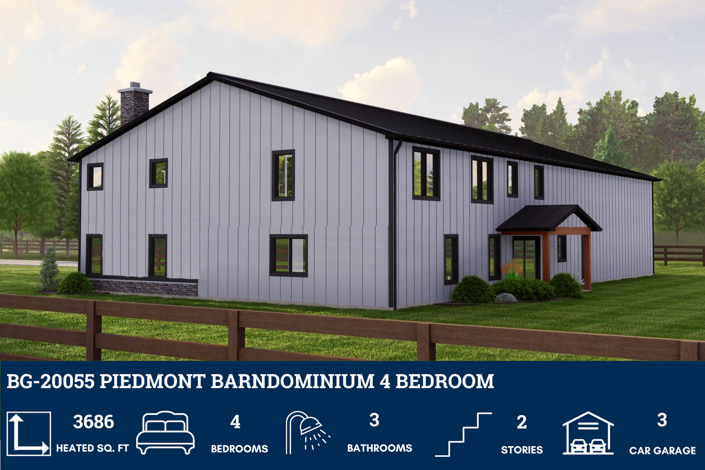 BG-20055 Piedmont Barndominium House Plan
